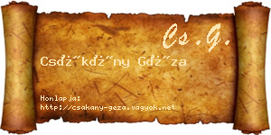 Csákány Géza névjegykártya